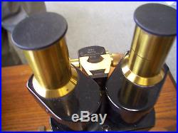 Vintage Carl Zeiss Microscope Jena Large Stand Brass With (see Decription)