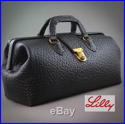 Vintage Eli Lilly Medical Doctor's Mens Black Leather Travel Bag Equipment Tools