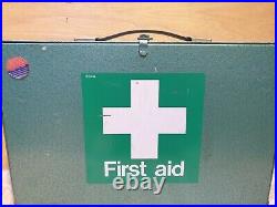 VINTAGE Lewis Green METAL 1st First Aid Cabinet Wall Mountable Safe Storage Case