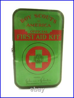 VTG 1940's Boy Scouts Of America Johnson And Johnson First Aid Kit Tin. EMPTY