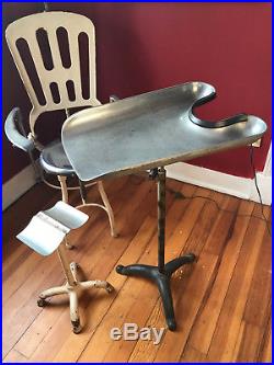 Vintage 1920s A. S. Aloe Metal Dental Chair With Drip Pan/Accessories Chicago