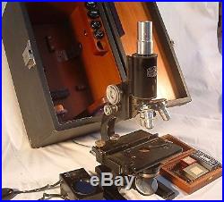 Vintage 1926 Spencer Buffalo USA Hospital Lab Microscope With Original Case