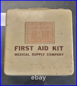 Vintage 1950's Metal MSC First Aid Kit Lightly Used Rare