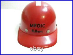 Vintage 1950's Mulhearn Medic Red Miners Hat With White Cross On Top Fibre Metal