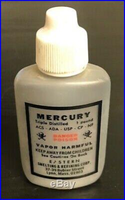 Vintage 1 Lb Triple Distilled Mercury In Bottle