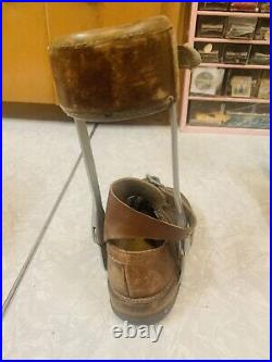 Vintage 50-60's Child's Polio Leg Braces Shoes Oddity Medical Equipment Deformed