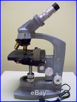 Vintage AO American Optical/Spencer Lens Microscope, 4 Objectives, Power Supply