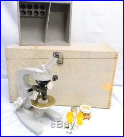 Vintage AO American Optical Spencer Student Microscope with 3 Lens Turret