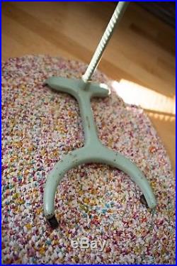 Vintage Adjustable Turquoise Rolling Dental Cart with Removable Enamel Tray