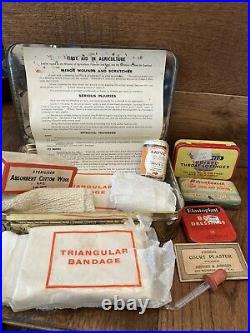 Vintage Agricultural first aid Metal Box With Kit vintage medical tins bundle