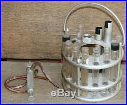 Vintage Aluminum Pyrex Test Tube Holder / Carrier and Oil Pump