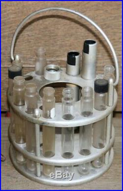 Vintage Aluminum Pyrex Test Tube Holder / Carrier and Oil Pump