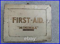Vintage Antique Medical First Aid Kit Box Tin Minimax Contents Reenactment Cream