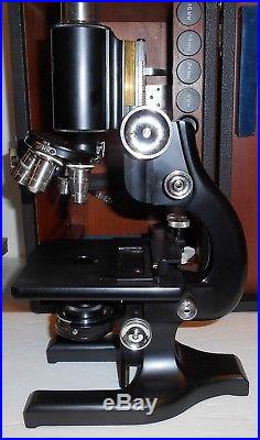 Vintage Antique Spencer Buffalo USA Microscope W Case and Lens Nice