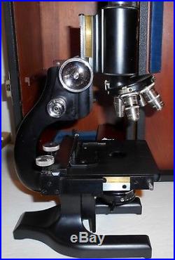 Vintage Antique Spencer Buffalo USA Microscope W Case and Lens Nice
