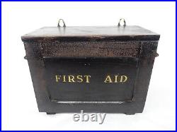 Vintage Antique Wooden First Aid Cabinet Medicine Wall or Standing some contents