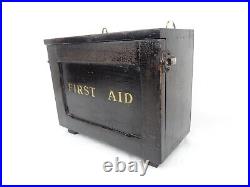 Vintage Antique Wooden First Aid Cabinet Medicine Wall or Standing some contents