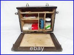 Vintage Antique Wooden First Aid Cabinet Medicine Wall or Standing some contents