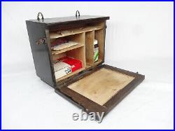 Vintage Antique Wooden First Aid Cabinet Medicine Wall or Standing some contents