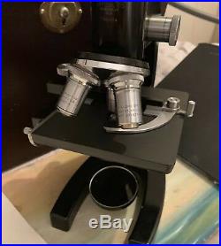 Vintage Bausch & Lomb Compound Microscope with Eye Pieces, Objective Lenses & Case