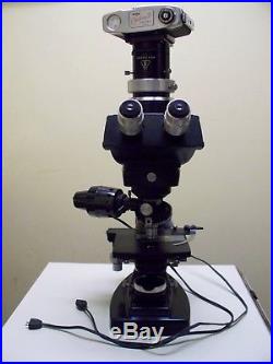Vintage Bausch & Lomb Microscope with Camera, 4 Objectives, No Power Supply, VGU