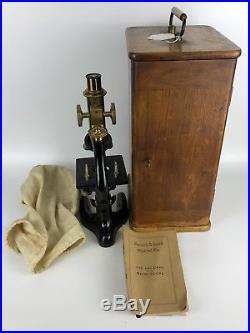Vintage Bausch & Lomb Monocular Compound Microscope with Case And Key