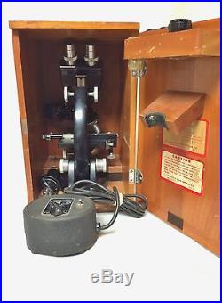 Vintage Bausch & Lomb Reflected and Transmitted Light Microscope and Transformer