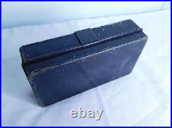 Vintage Black Metal Hinged Lid Sectional Lidded Box Case Colonel Officer Army