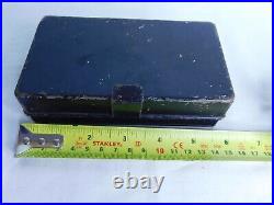 Vintage Black Metal Hinged Lid Sectional Lidded Box Case Colonel Officer Army