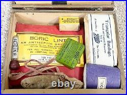 Vintage Boots Wooden The Home First Aid Case And Contents Bandages Etc