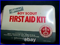 Vintage Boy Scout First Aid Kit Nos 50's Metal Complete Inside Medical Original