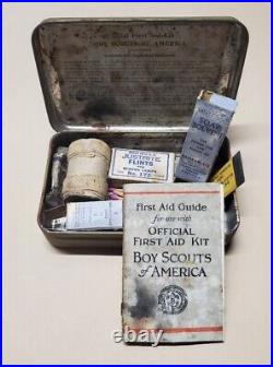 Vintage Boy Souts of American Metal First Aid Kit with Contents! See Photos