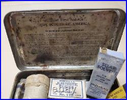 Vintage Boy Souts of American Metal First Aid Kit with Contents! See Photos