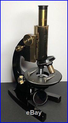 Vintage Brass Microscope Carl Jena Zeiss Nr. 175145 withCase Lenses Slides A BEAUTY