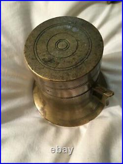 Vintage Brass Mortar & Pestle Pharmacy Drug Store Medical Equipment 4 3/8 T