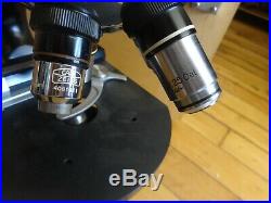 Vintage Carl Zeiss Binocular Microscope 4x Objective Ziess Lenses + Box & Key