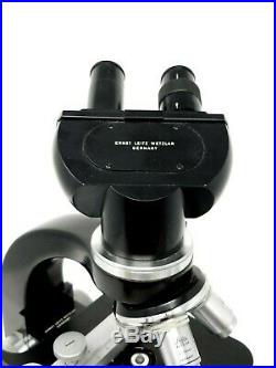 Vintage Carl Zeiss ERNST LEITZ WETZLAR Binocular 4 Objectives Microscope A+++