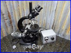 Vintage Carl Zeiss Trinocular Microscope with3 Objectives & Wild Transformer