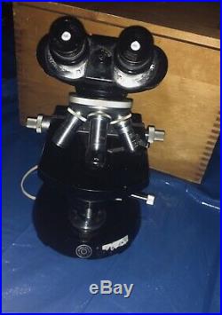 Vintage Carl Zeiss WL Compound Binocular Microscope 3 Ziess Winkel Lenses + box