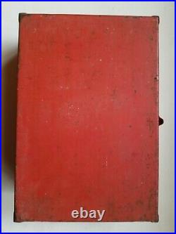 Vintage Davis Emergency Equipment Company First Aid Medical Kit Red Steel Box