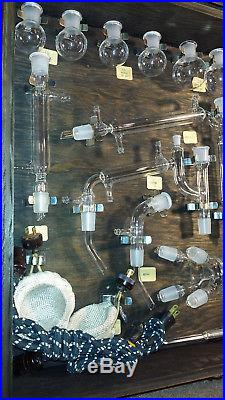 Vintage Distillation Glassware Set in wooden box, Metro Industries. Beautiful