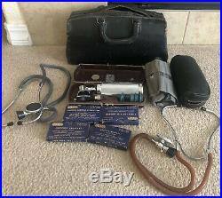 Vintage Doctor Bag Black Cowhide Case Prop With Medical Equipment