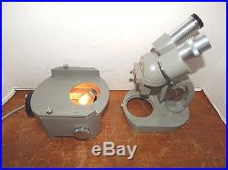 Vintage Elgeet Greenough-Style Stereo Microscope withMatching Olympus Lighted Base