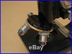 Vintage Ernst Leitz Wetzlar Microscope #343686 in Traveling Wooden Box Case