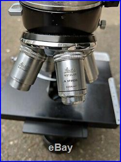 Vintage Ernst Leitz Wetzlar Microscope With 4 Objectives Germany