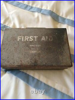 Vintage FIRST AID Davis Emergency Equipment Co Medical Kit Box with Supplies