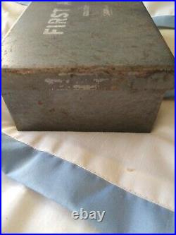 Vintage FIRST AID Davis Emergency Equipment Co Medical Kit Box with Supplies
