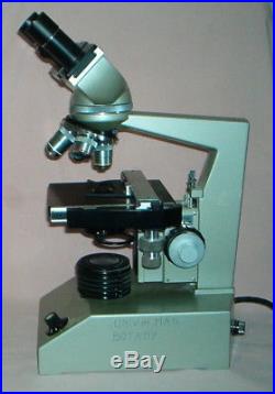 Vintage FISHER SCIENTIFIC BINOCULAR MICROSCOPE with 4 Objectives 4, 10, 40,100