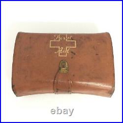 Vintage First Aid Case Tan Brown Leather Retro Medical Collectable 32036 CP