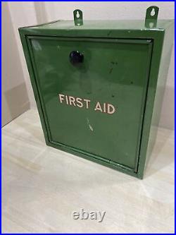Vintage First Aid Metal Box Wall Mounted Original Mid-century Medical Rare